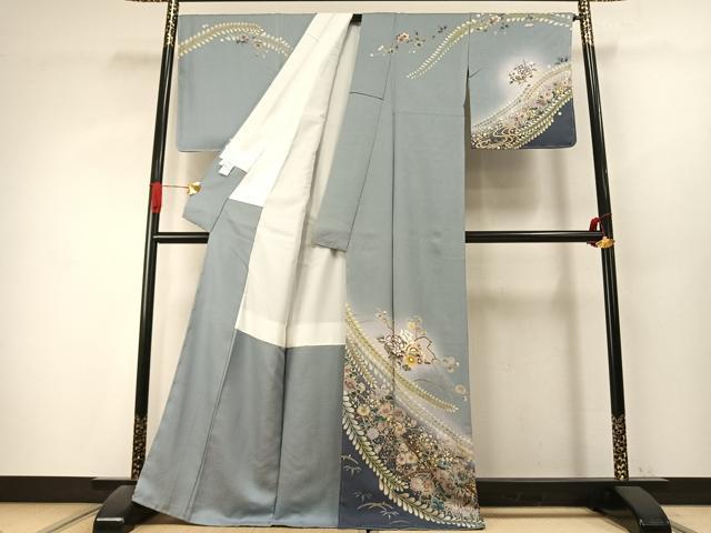 平和屋着物●訪問着 辻が花 花鳥文 暈し染め 金銀彩 正絹 逸品 未使用 AABK1179fy