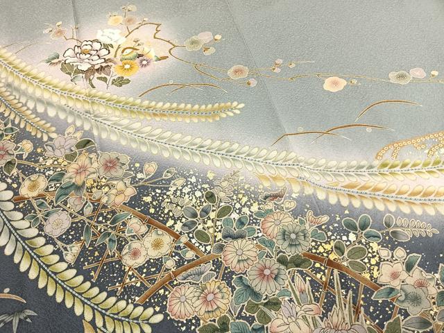平和屋着物●訪問着 辻が花 花鳥文 暈し染め 金銀彩 正絹 逸品 未使用 AABK1179fy