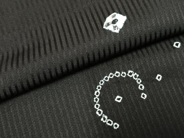 平和屋着物●上質な小紋 絞り 幾何学文様 黒地 正絹 逸品 AABK1183fy