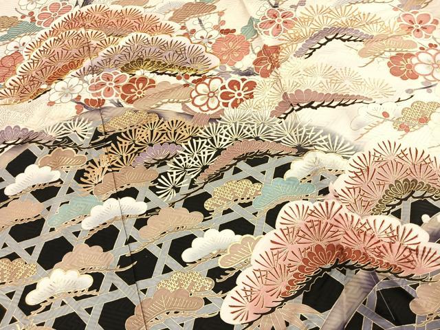 平和屋着物●豪華振袖 駒刺繍 松竹梅 金彩 仮絵羽 正絹 逸品 未使用 AABK1186fy