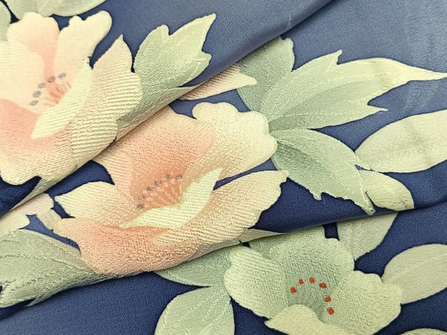 平和屋着物●上質な小紋 地紋起こし 草花文 暈し染め ロング丈 正絹 逸品 未使用 AABK1187fy