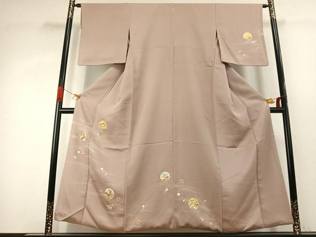 平和屋着物●訪問着 駒刺繍 雪輪花文 金彩 正絹 逸品 AABK1204fy