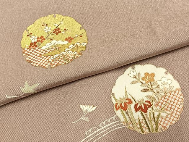 平和屋着物●訪問着 駒刺繍 雪輪花文 金彩 正絹 逸品 AABK1204fy