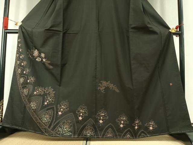 平和屋着物●本場縞大島紬 訪問着 中国三大刺繍 汕頭刺繍 スワトウ刺繍 相良刺繍 総刺繍 作家物 花唐草文 正絹 逸品 AABK1212fy