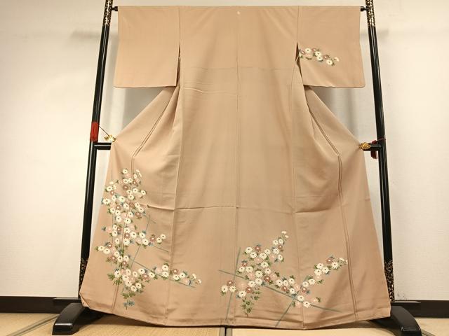 平和屋着物●訪問着 友禅 草花文 正絹 逸品 AABK1218fy