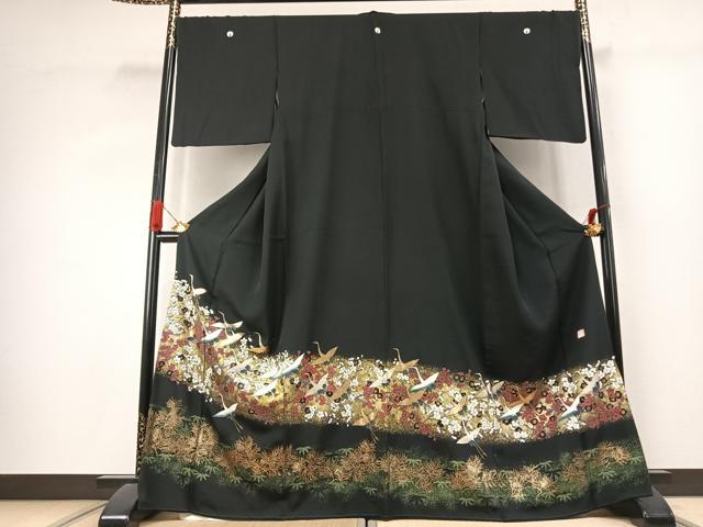 平和屋着物●豪華黒留袖 作家物 飛鳥枝梅文 金銀彩 正絹 逸品 AABK1220fy
