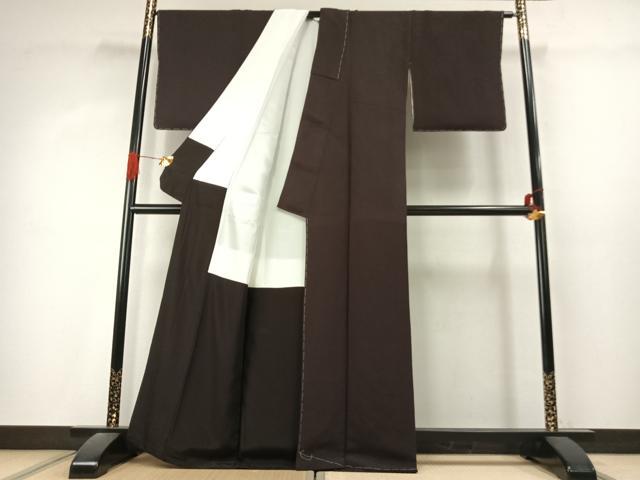 平和屋着物●上質な色無地 赤墨色 正絹 逸品 未使用 AABK1221fy
