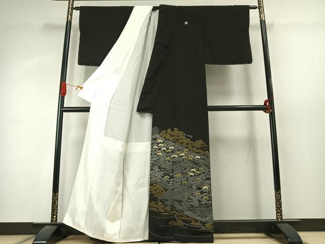 平和屋着物●豪華黒留袖 作家物 駒刺繍 松竹梅 三越扱い 正絹 逸品 未使用 AABK1223fy
