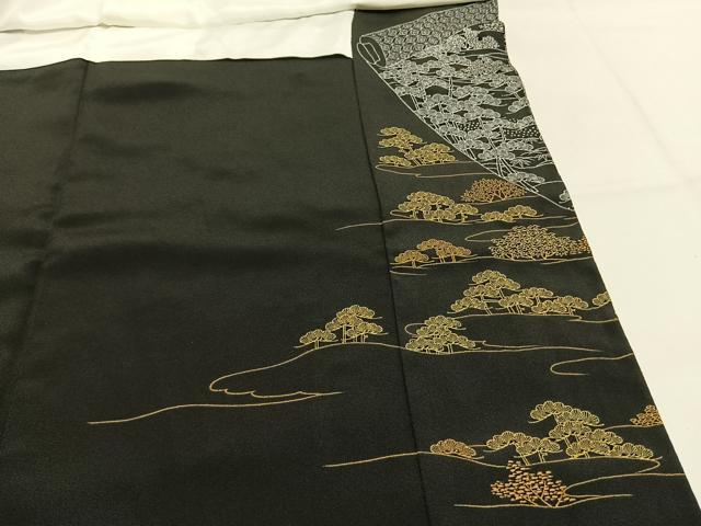平和屋着物●豪華黒留袖 作家物 駒刺繍 松竹梅 三越扱い 正絹 逸品 未使用 AABK1223fy