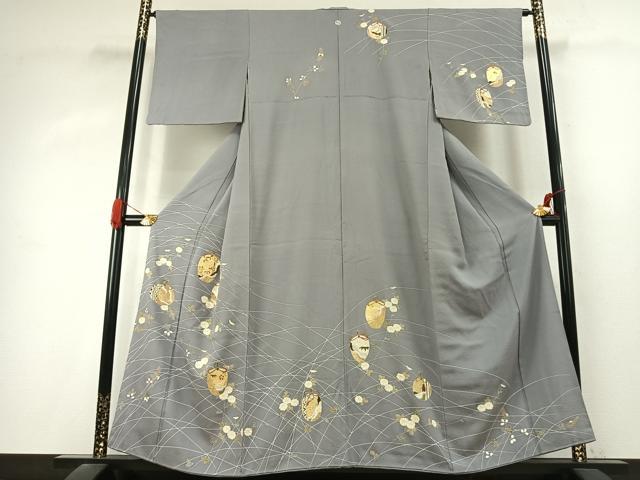 平和屋着物●訪問着 刺繍 草花陶器文 金糸 金彩 正絹 逸品 AABK1225fy
