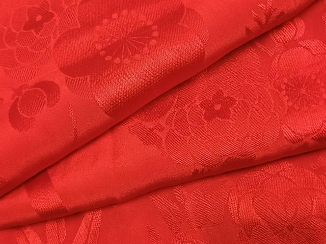 平和屋着物●長襦袢 袷 草花地紋 深緋色 正絹 逸品 AABK1226fy