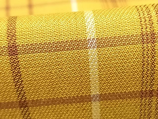 平和屋着物●黄八丈 紬 綾織 格子 正絹 逸品 AABK1228fy