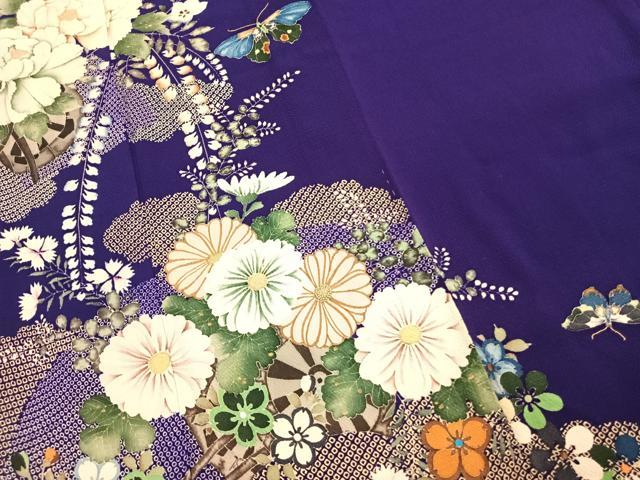 平和屋本店●アンティーク 大正ロマン 振袖 中国三大刺繍 相良刺繍 絞り 花蝶文 金彩 正絹 逸品 AABK1244fy