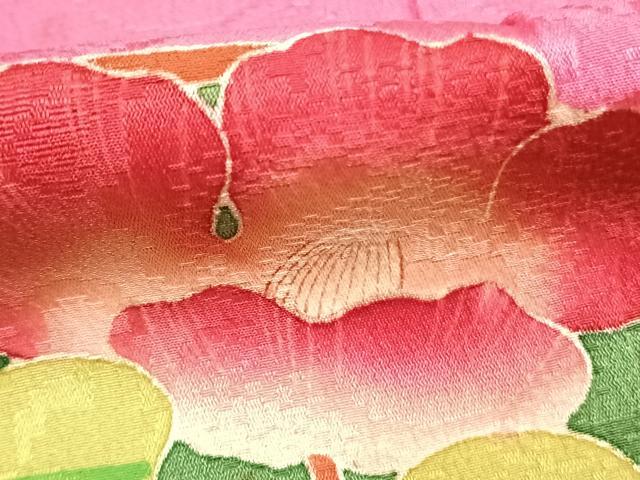 平和屋本店●アンティーク 大正ロマン 振袖 草花文 金彩 正絹 逸品 AABK1247fy