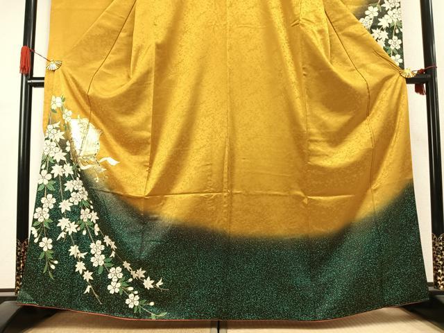 平和屋着物●豪華振袖 御所車花文 暈し染め 金銀彩 正絹 逸品 AABK1253fy