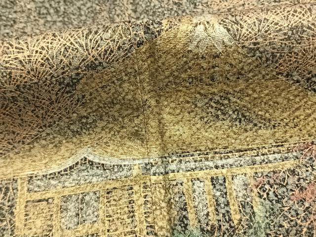 平和屋着物●訪問着 松竹梅 風景文 たたき染め 金彩 正絹 逸品 未使用 AABK1255fy