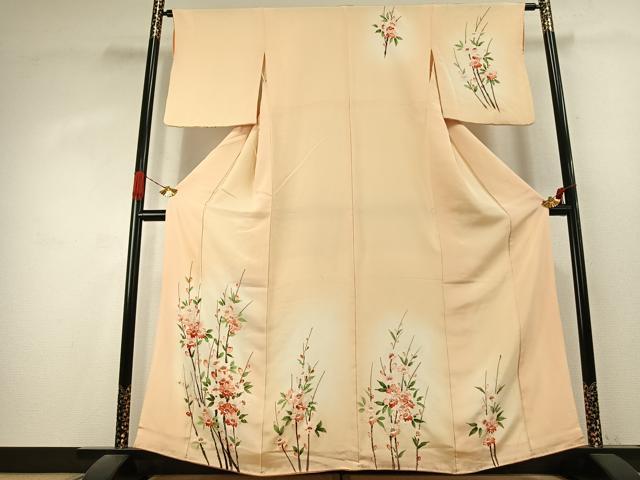平和屋着物●訪問着 手描き 枝花文 暈し染め 正絹 逸品 AABK1258fy