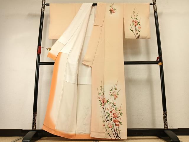 平和屋着物●訪問着 手描き 枝花文 暈し染め 正絹 逸品 AABK1258fy