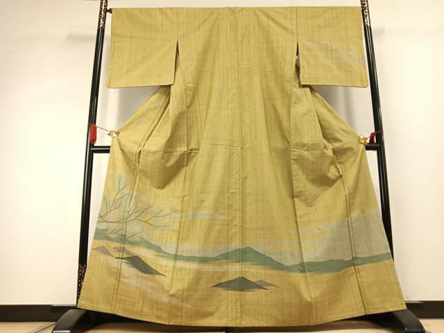 平和屋着物●訪問着 生紬地 作家物 風景文 正絹 逸品 AABK1259fy