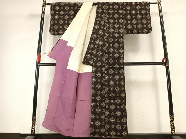 平和屋着物●本場大島紬 龍郷絣 正絹 逸品 AABK1261fy