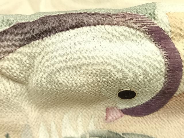 平和屋着物●アンティーク 大正ロマン 黒留袖 刺繍 花鳥文 暈し染め 正絹 逸品 AABK1267fy