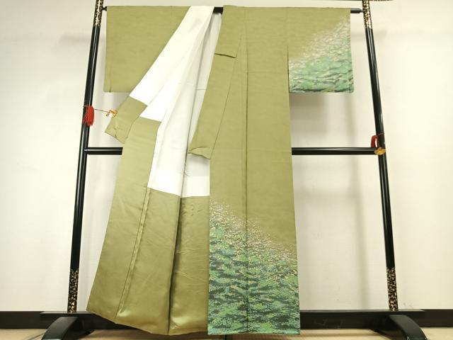平和屋着物●訪問着 太鼓柄袋帯セット 霞文 暈し染め 正絹 逸品 AABK1268fy