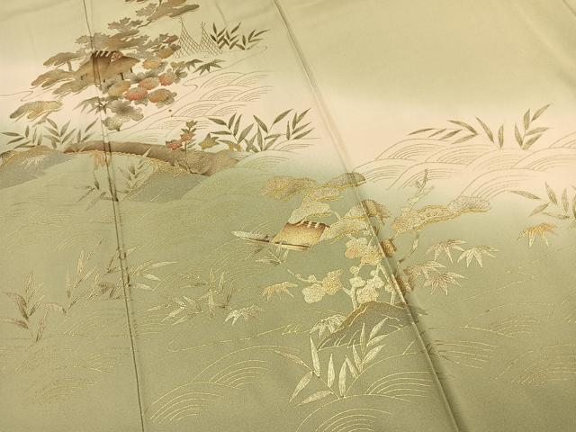 平和屋着物●訪問着 松竹梅 暈し染め 金銀彩 正絹 逸品 AABK1271fy