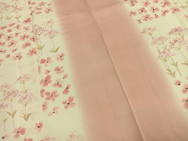 平和屋着物●上質な小紋 手描き 草花文 正絹 逸品 AABK1273fy
