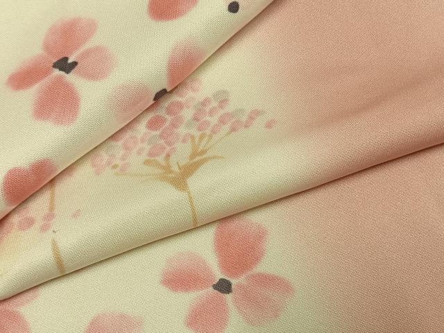 平和屋着物●上質な小紋 手描き 草花文 正絹 逸品 AABK1273fy