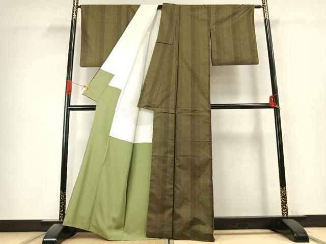 平和屋着物●本場大島紬 100亀甲 間道 正絹 逸品 AABK1279fy