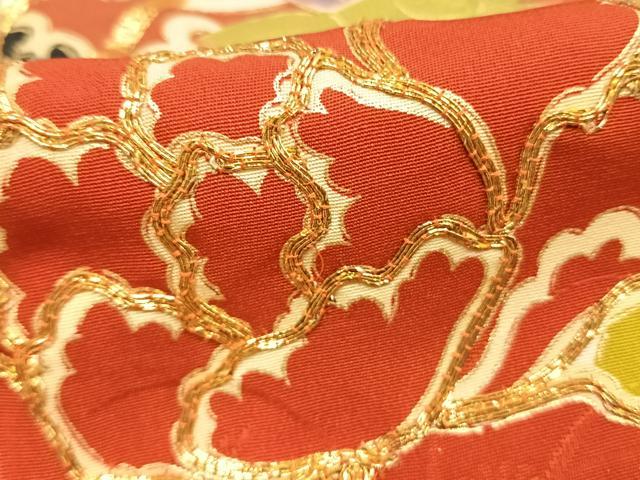 平和屋着物●豪華振袖 駒刺繍 草花文 金彩 正絹 逸品 AABK1281fy