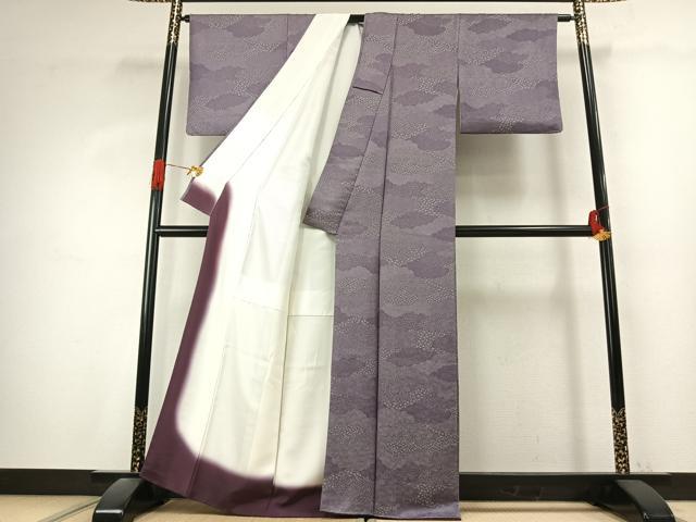 平和屋着物●江戸小紋 雲取り花文 正絹 逸品 AABK1282fy