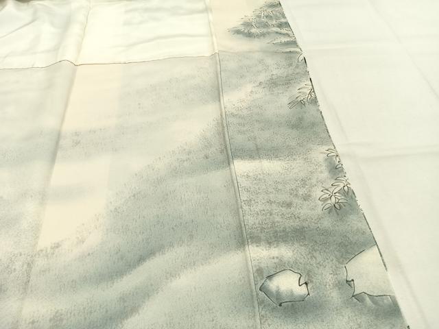 平和屋着物●訪問着 作家物 手描き 風景文 暈し染め 正絹 逸品 AABK1292fy