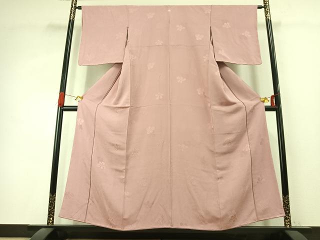 平和屋着物●上質な色無地 舞葉地紋 薄柿色 正絹 逸品 AABK1299fy