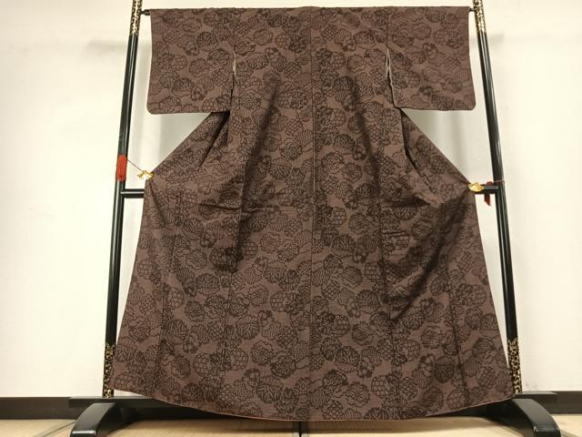 平和屋着物●結城紬 100亀甲 舞花文 正絹 逸品 AABK1301fy