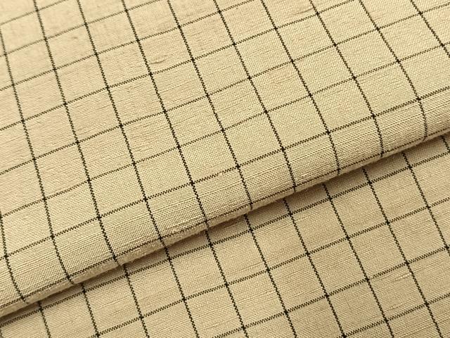 平和屋着物●結城紬 格子 証紙付き 仮絵羽 正絹 逸品 未使用 AABK1304fy
