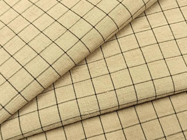 平和屋着物●結城紬 格子 証紙付き 仮絵羽 正絹 逸品 未使用 AABK1304fy