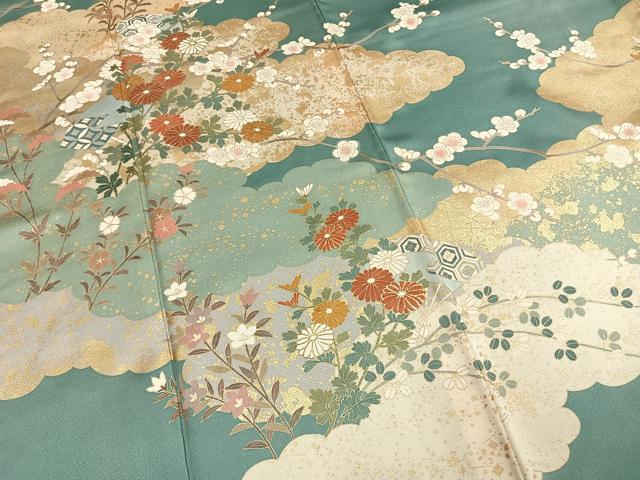 平和屋着物●訪問着 雲取り花文 金彩 正絹 逸品 AABK1315fy