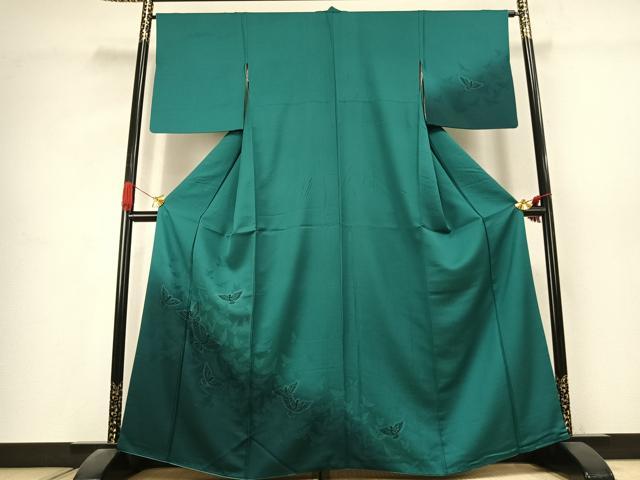 平和屋着物●染色作家 斉藤三才 訪問着 三才鳥 暈し染め 正絹 逸品 AABK1328fy