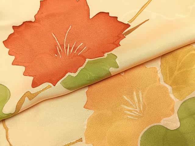 平和屋着物●上質な小紋 地紋起こし 枝花文 正絹 逸品 AABK1329fy