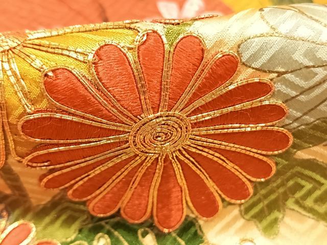 平和屋着物●豪華振袖 駒刺繍 色紙重ね花文 金彩 正絹 逸品 AABK1330fy