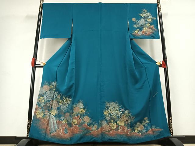 平和屋着物●ファッションデザイナー HIROKO KOSHINO コシノヒロコ 訪問着 寿光織 花蝶文 金銀糸 正絹 逸品 AABK1336fy