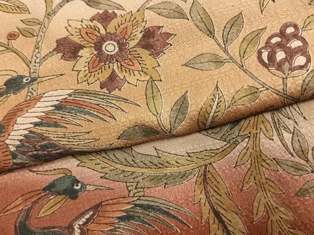 平和屋着物●小林文次郎 訪問着 更紗花鳥文 暈し染め 正絹 逸品 未使用 AABK1337fy