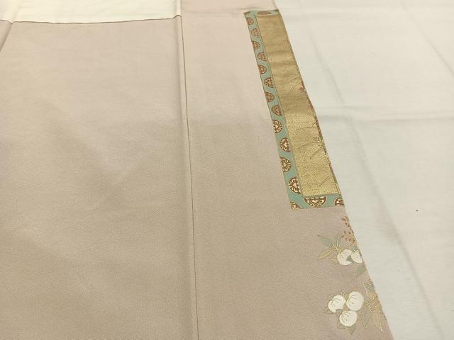 平和屋着物●豪華色留袖 刺繍 草花文 金糸 金彩 正絹 逸品 AABK1345fy