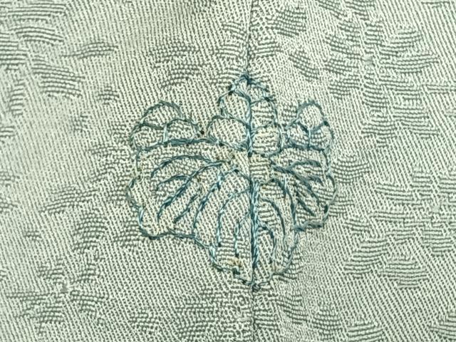 平和屋着物●上質な色無地 作家物 草花地紋 藍白色 正絹 逸品 AABK1346fy