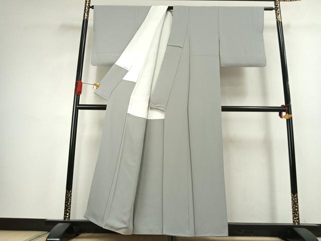 平和屋着物●上質な色無地 薄雲鼠色 正絹 逸品 AABK1351fy