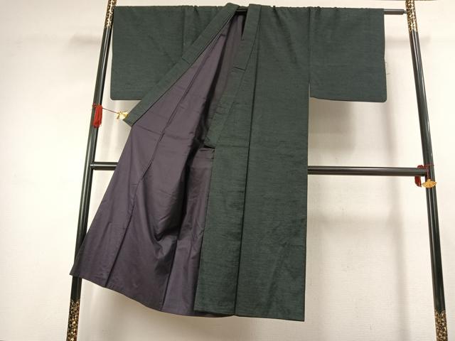 平和屋着物●男性 紬 アンサンブル 色無地 百入茶色 正絹 逸品 AABK1352fy