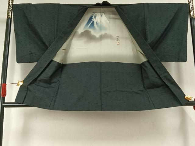 平和屋着物●男性 紬 アンサンブル 色無地 百入茶色 正絹 逸品 AABK1352fy