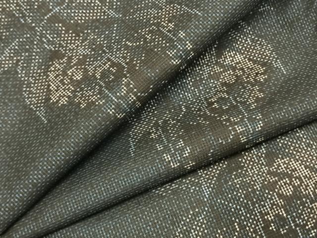 平和屋着物●本場大島紬 7マルキ 葡萄蔦の葉文 正絹 逸品 AABK1360fy