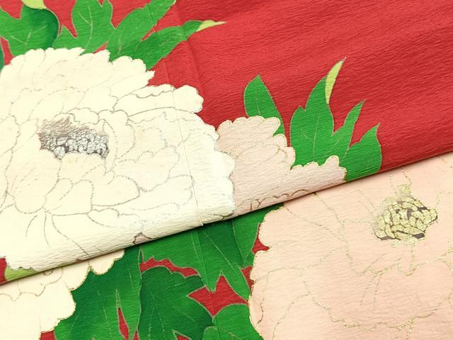 平和屋着物●染色作家 草野一騎 振袖 草花文 暈し染め 金銀彩 正絹 逸品 AABK1367fy
